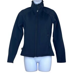 Rossignol Small Black Softshell Fleece Lined Ski Snowboard Zip Up Jacket Pockets